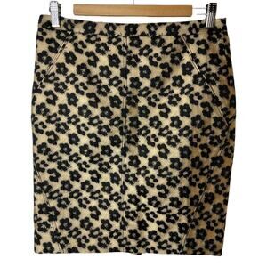 Ann Taylor Beige Black Floral Jacquard Straight Skirt Women's Size 6P